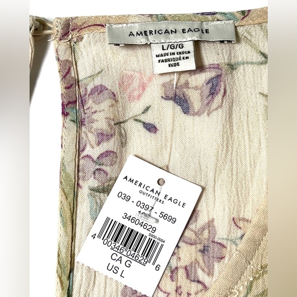 American Eagle Floral Romper NWT size L Beige Pink Summer Girlhoodcore Feminine - Picture 6 of 13